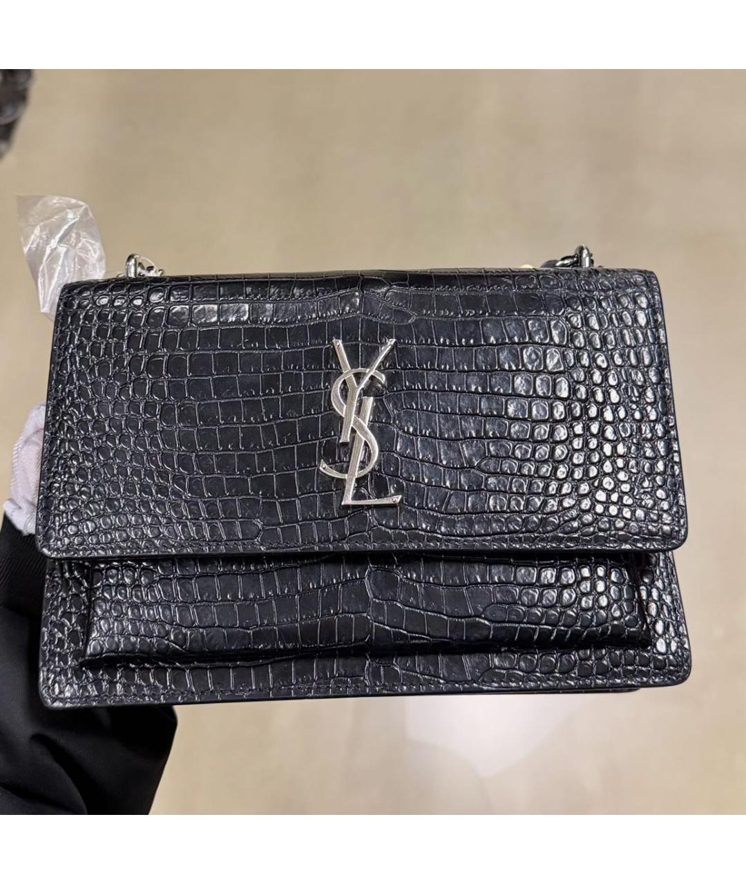 SAINT LAURENT Черная кожаная сумка через плечо, фото 2