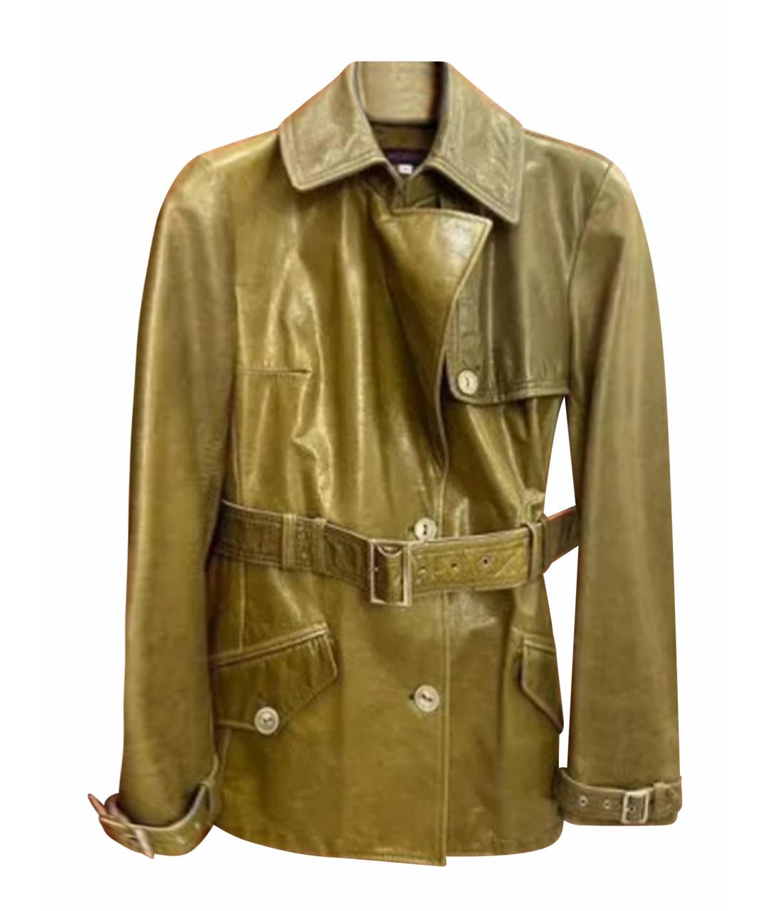 KENZO Хаки кожаная куртка, фото 1