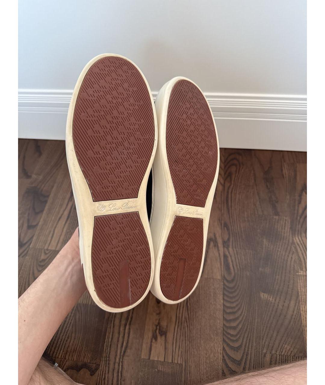 LORO PIANA Темно-синие замшевые низкие кроссовки / кеды, фото 4