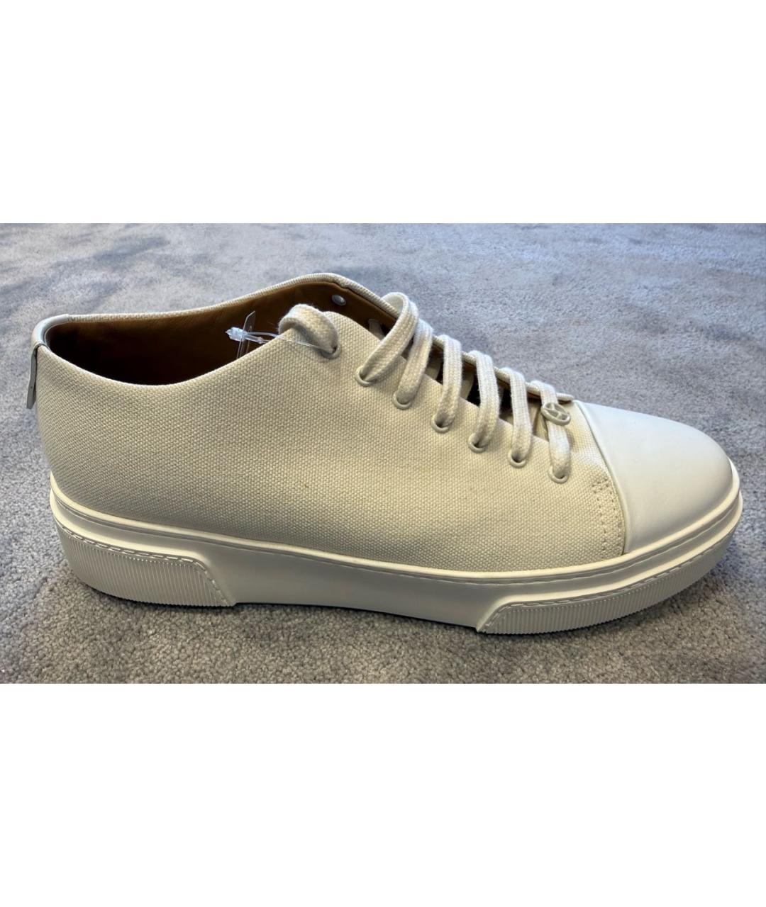 GIORGIO ARMANI Белые текстильные низкие кроссовки / кеды, фото 9