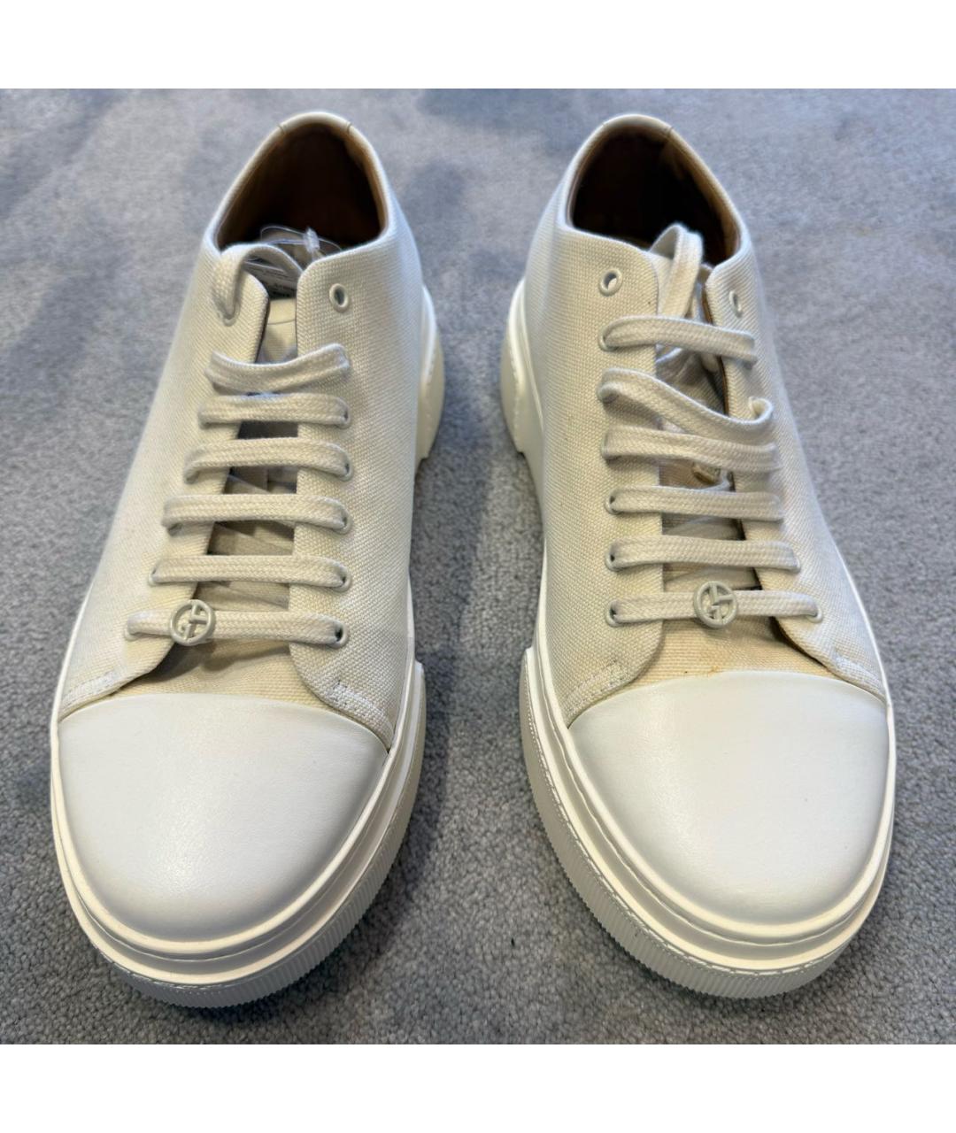 GIORGIO ARMANI Белые текстильные низкие кроссовки / кеды, фото 2