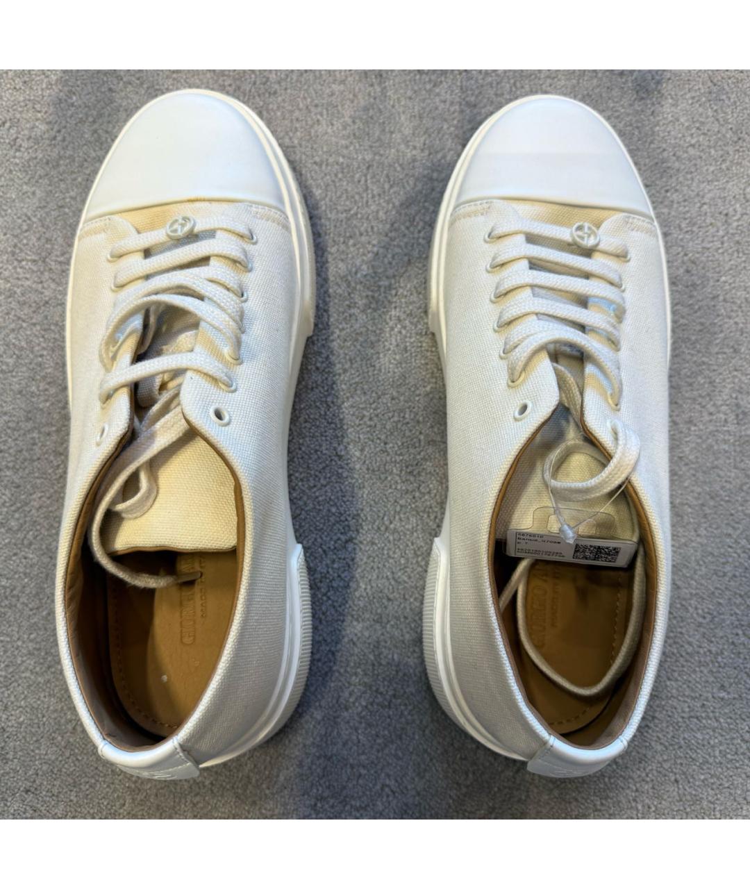 GIORGIO ARMANI Белые текстильные низкие кроссовки / кеды, фото 3