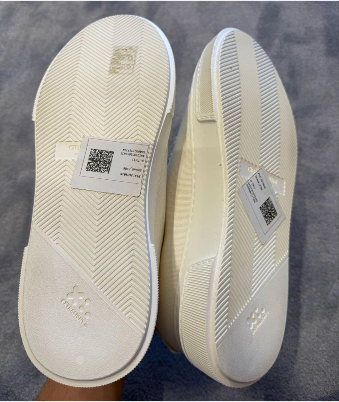 GIORGIO ARMANI Белые текстильные низкие кроссовки / кеды, фото 6