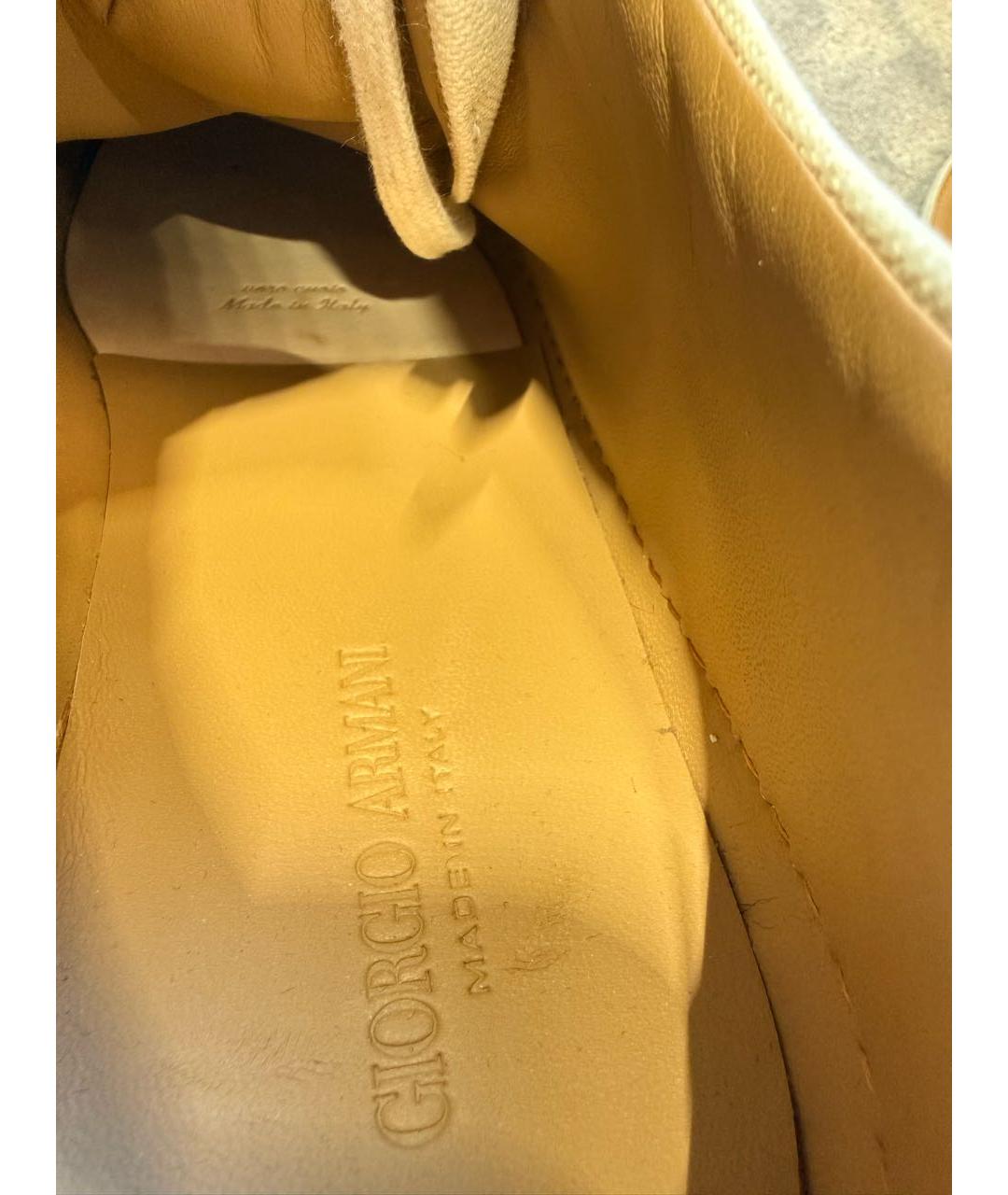 GIORGIO ARMANI Белые текстильные низкие кроссовки / кеды, фото 7