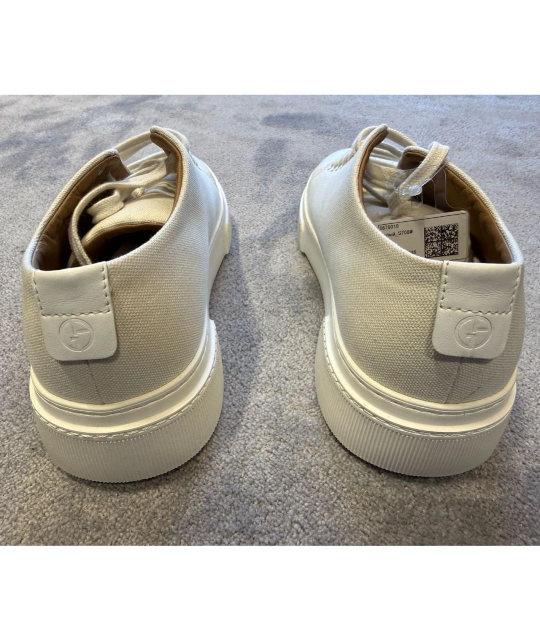 GIORGIO ARMANI Белые текстильные низкие кроссовки / кеды, фото 4