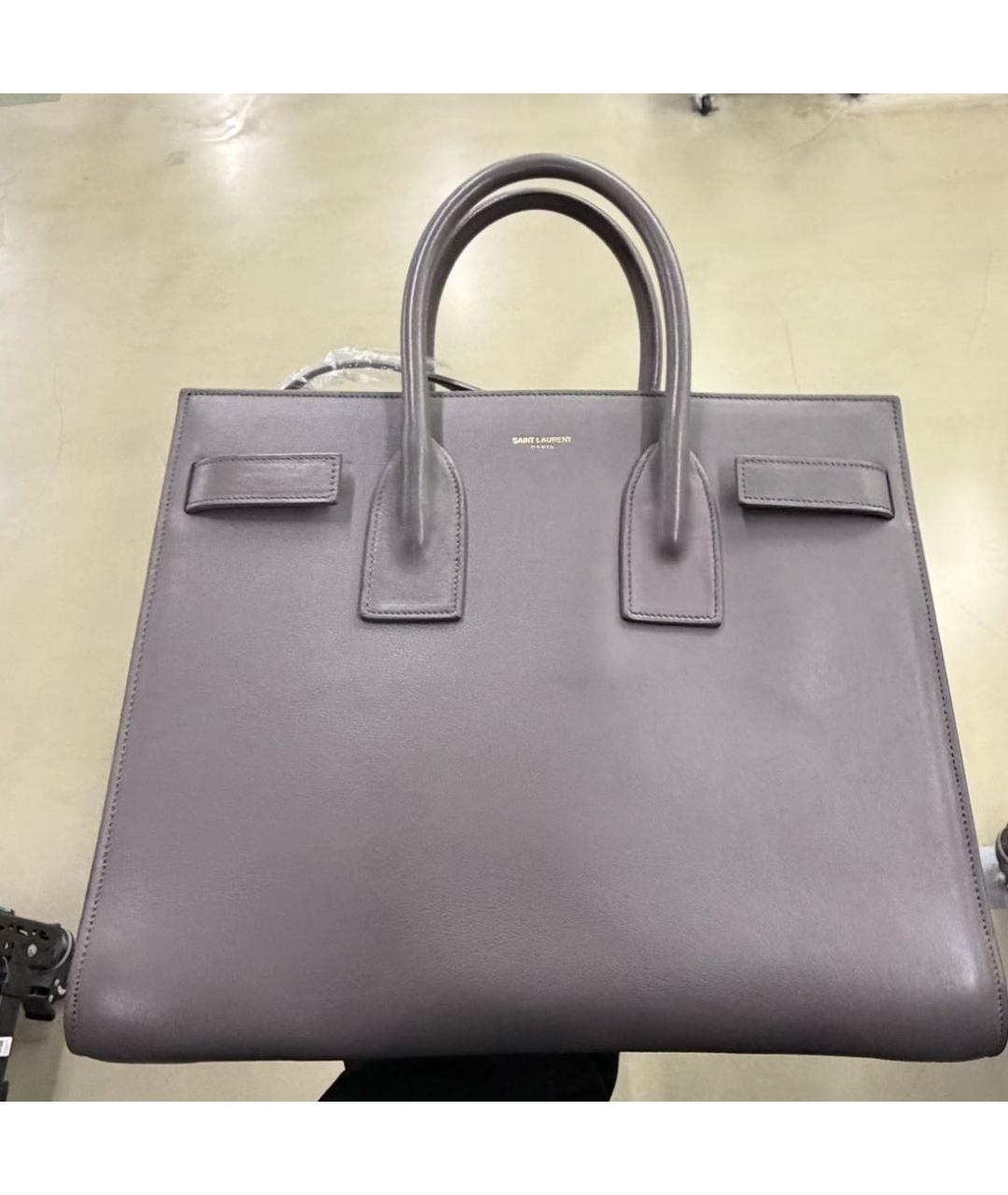 SAINT LAURENT Серая кожаная сумка через плечо, фото 5