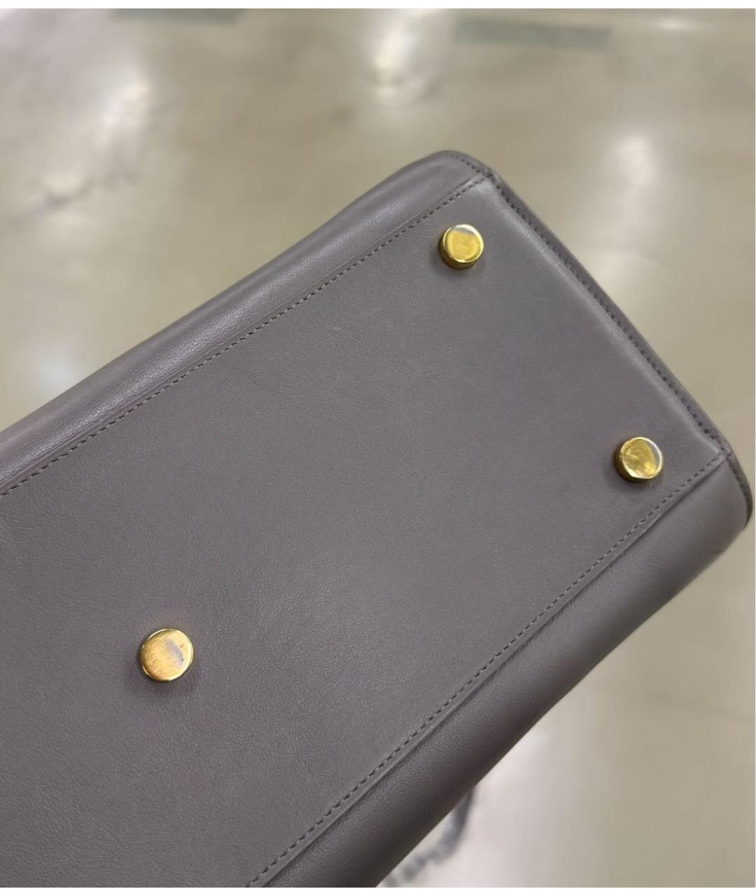 SAINT LAURENT Серая кожаная сумка через плечо, фото 4