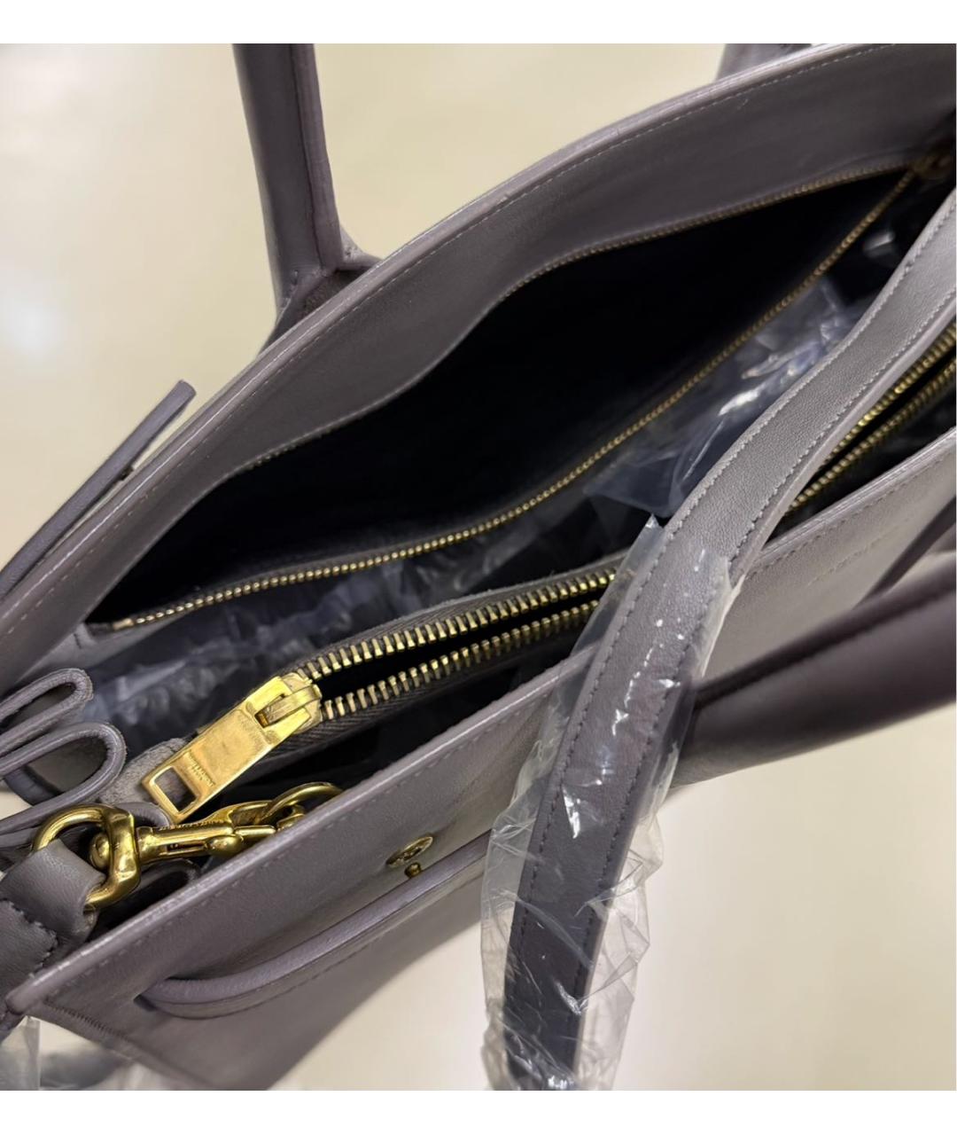 SAINT LAURENT Серая кожаная сумка через плечо, фото 3