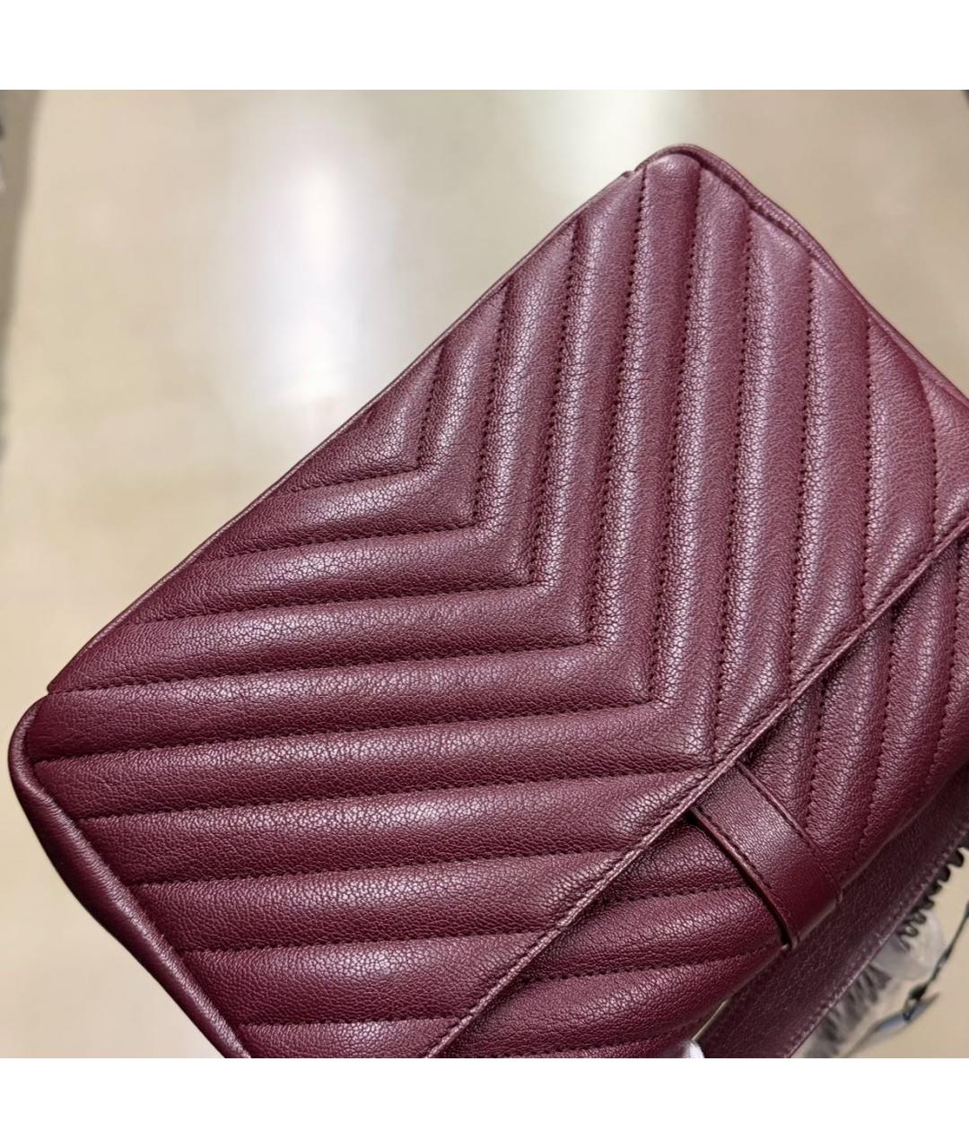 SAINT LAURENT Бордовая кожаная сумка через плечо, фото 4