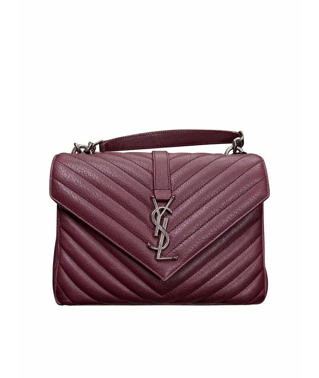 SAINT LAURENT Бордовая кожаная сумка через плечо, фото 1