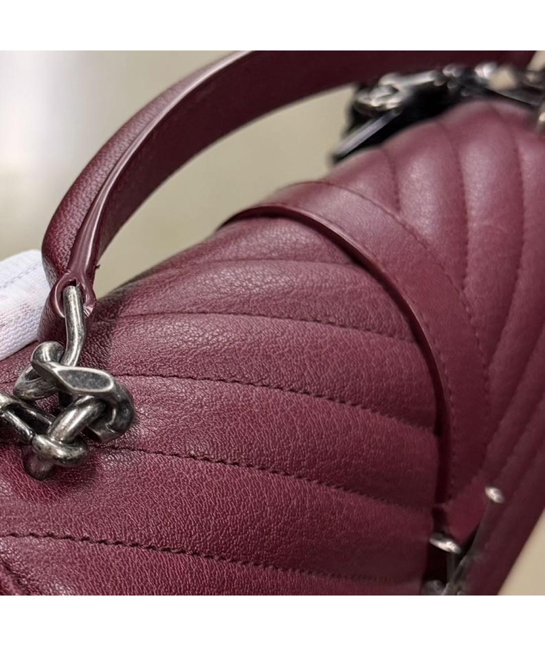 SAINT LAURENT Бордовая кожаная сумка через плечо, фото 3