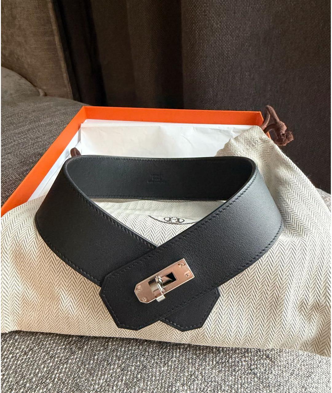 HERMES Черный кожаный чокер, фото 8