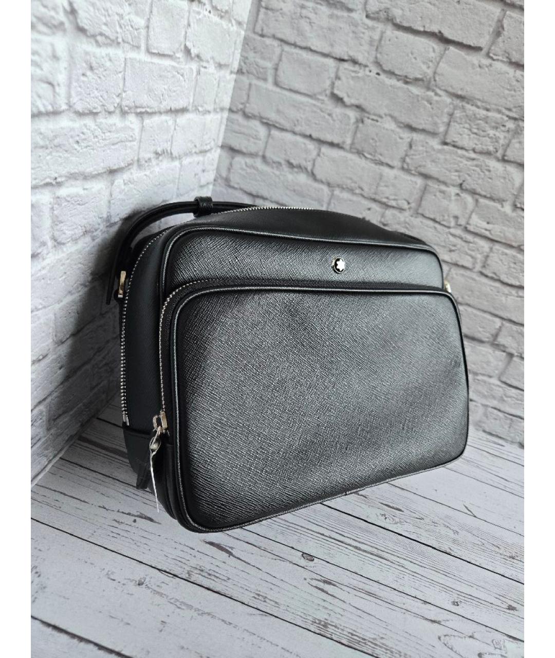 MONTBLANC Черная кожаная сумка на плечо, фото 2