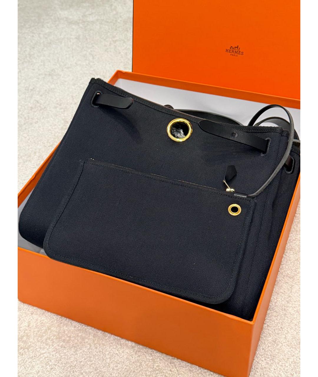 HERMES Черная тканевая сумка через плечо, фото 8
