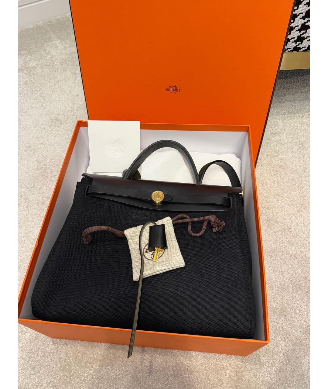 HERMES Черная тканевая сумка через плечо, фото 7