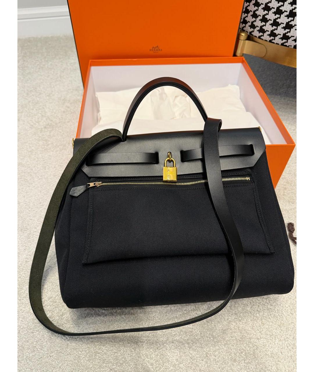 HERMES Черная тканевая сумка через плечо, фото 4