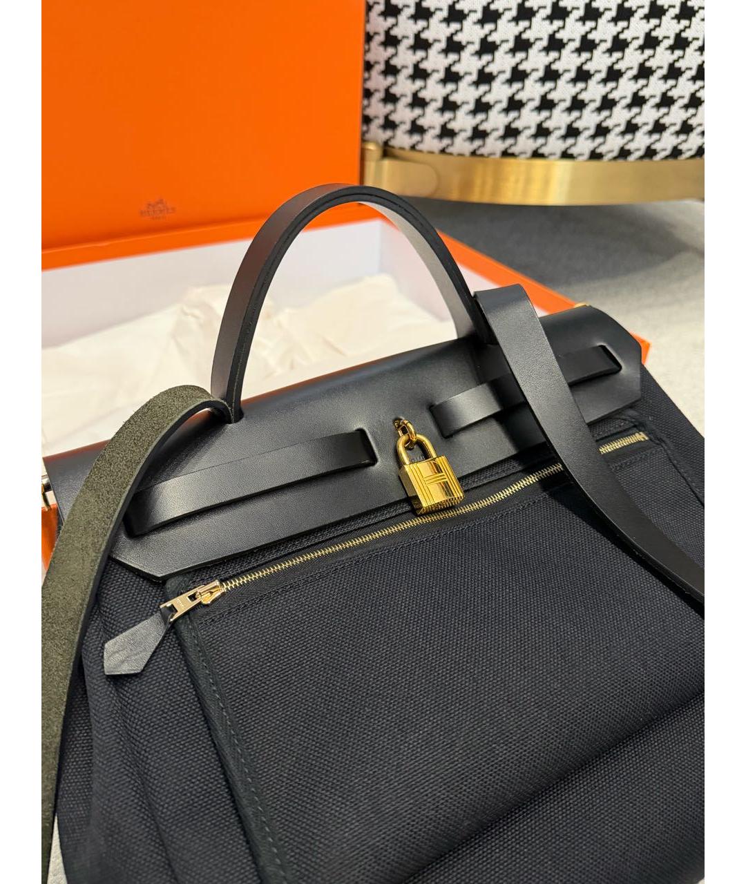 HERMES Черная тканевая сумка через плечо, фото 5