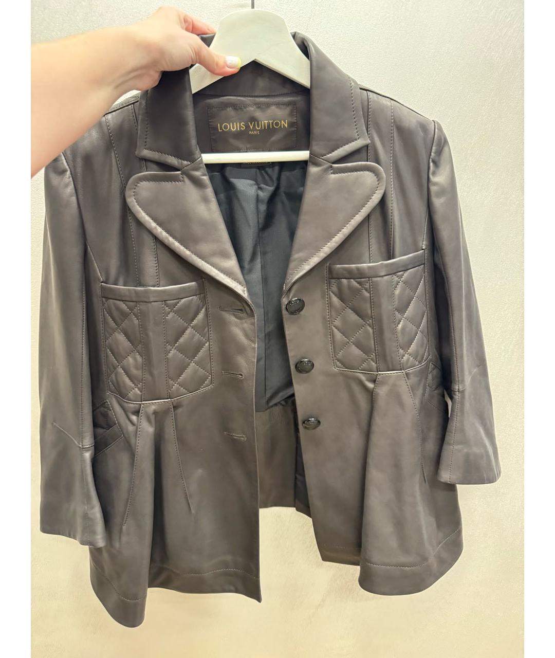 LOUIS VUITTON Коричневая кожаная куртка, фото 4