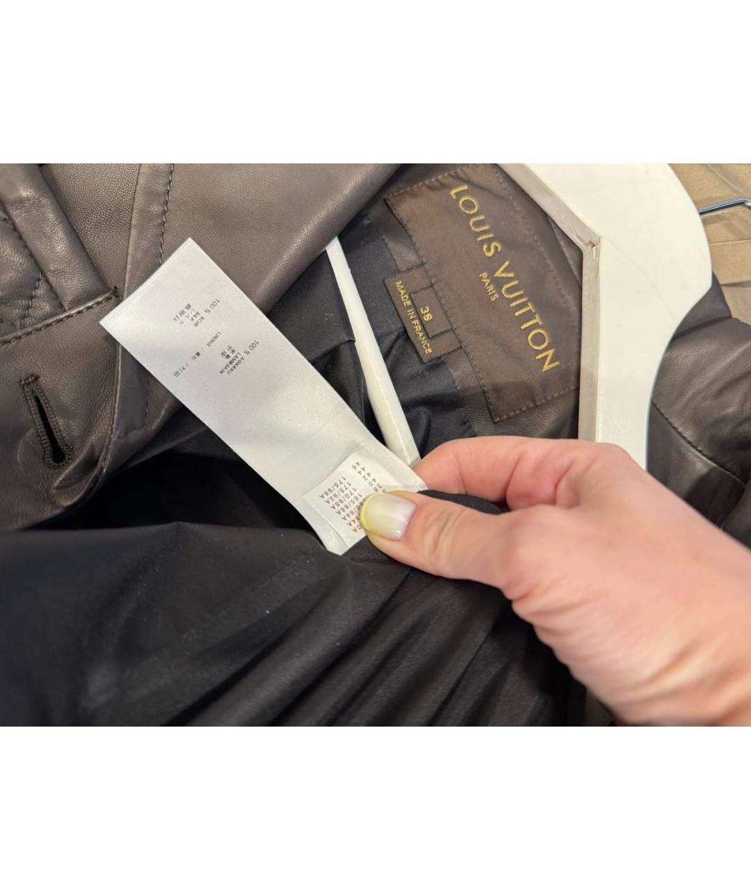 LOUIS VUITTON Коричневая кожаная куртка, фото 3