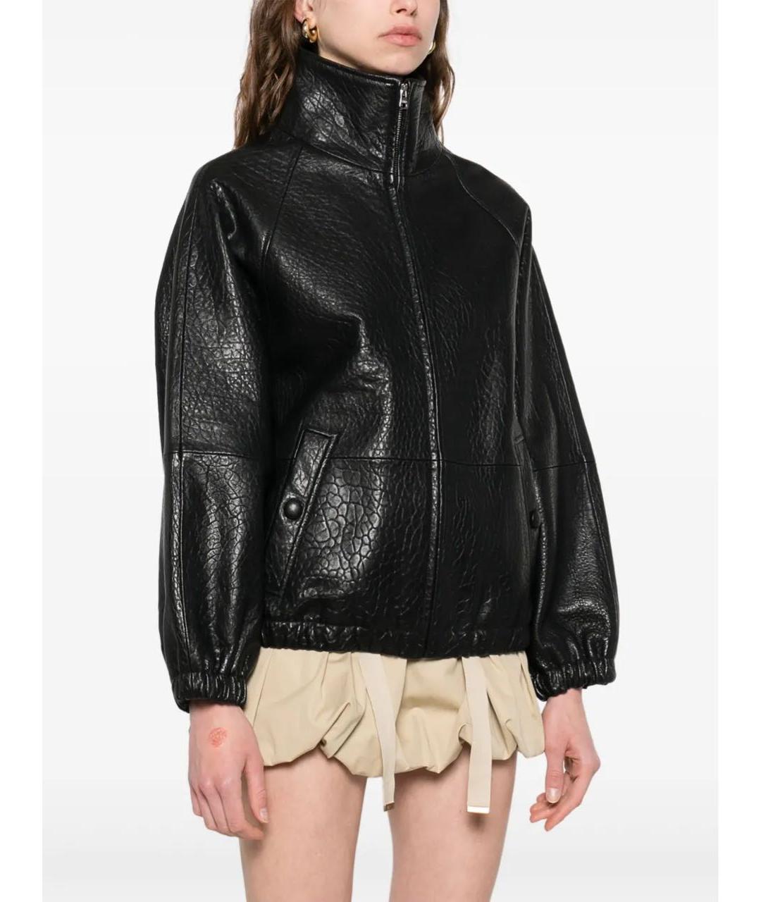 SANDRO Черная кожаная куртка, фото 2
