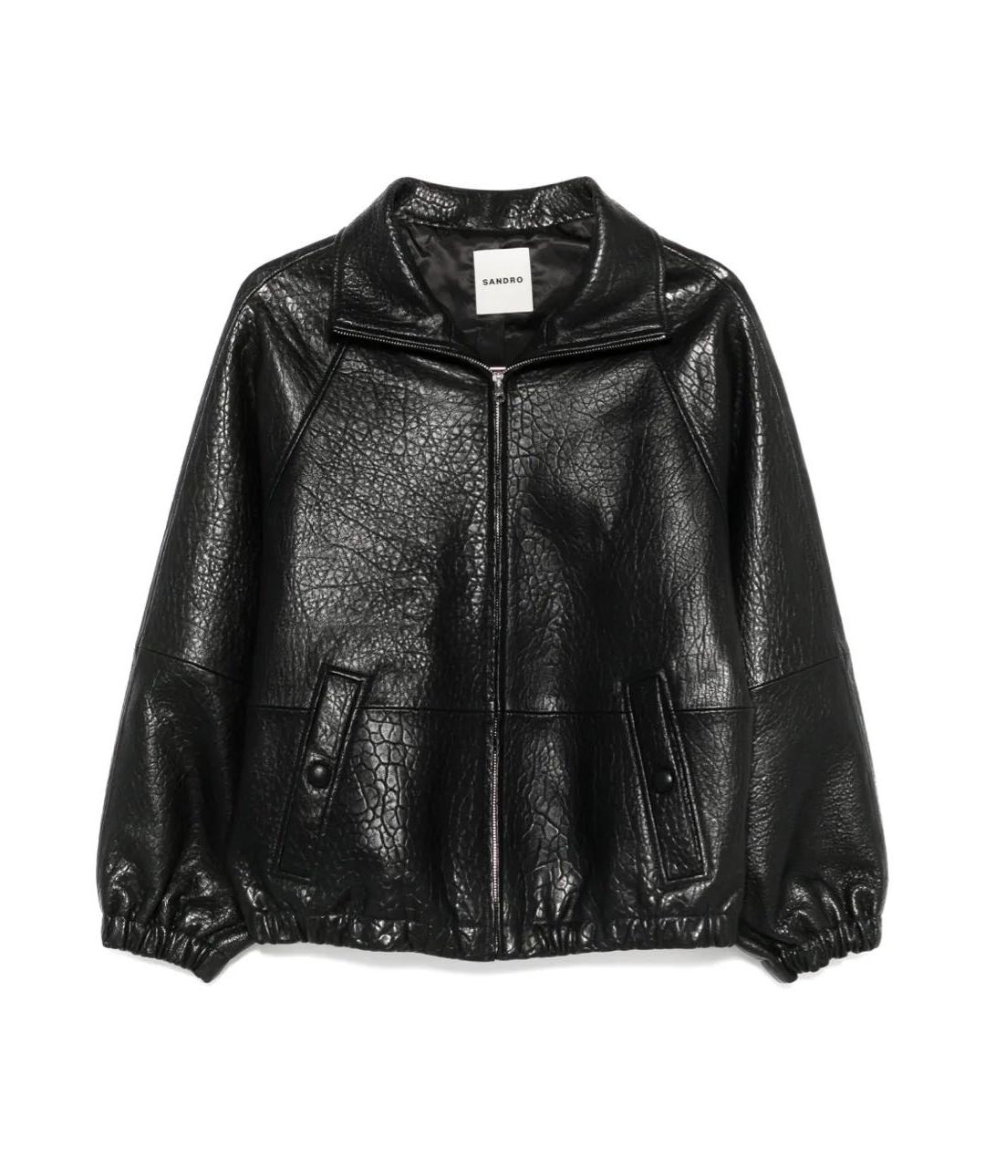 SANDRO Черная кожаная куртка, фото 9