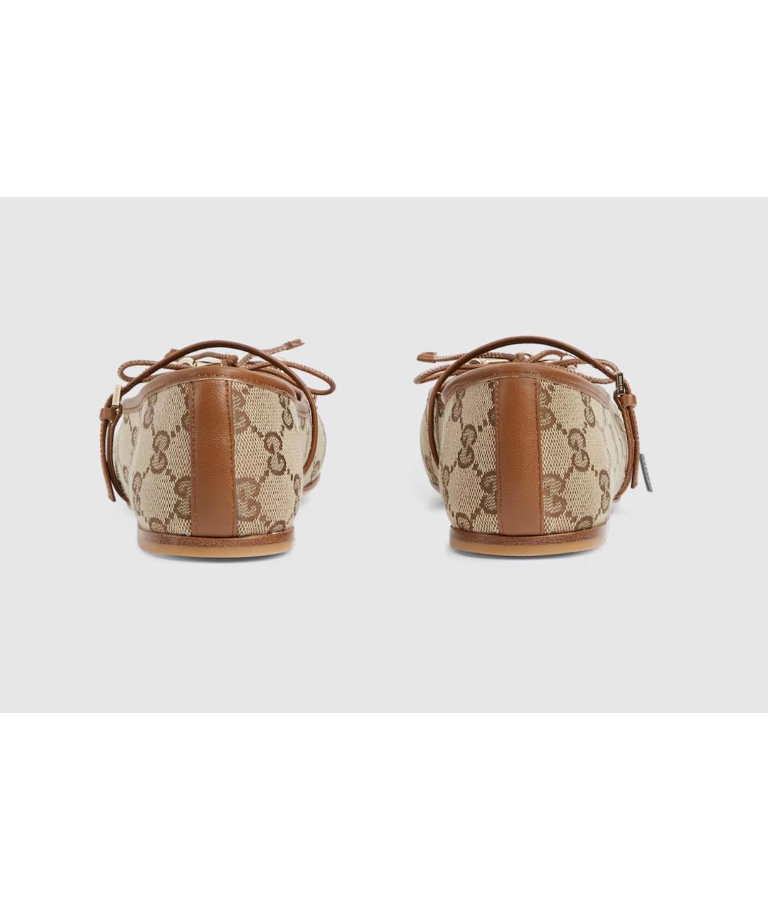 GUCCI Коричневые текстильные балетки, фото 4