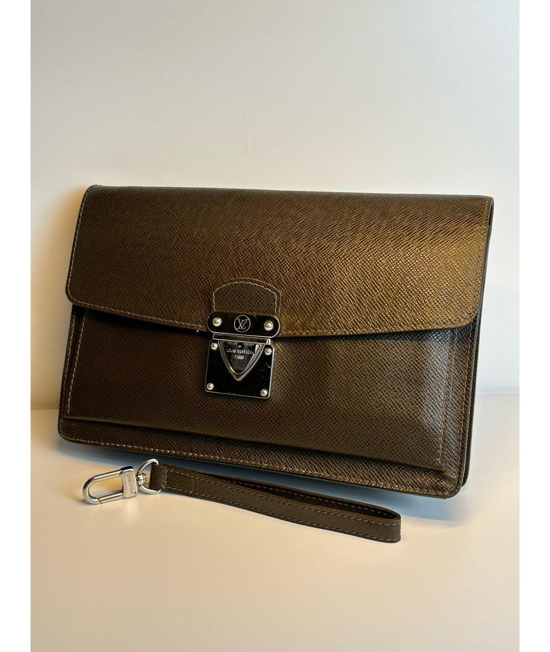 LOUIS VUITTON Коричневая кожаная барсетка, фото 2