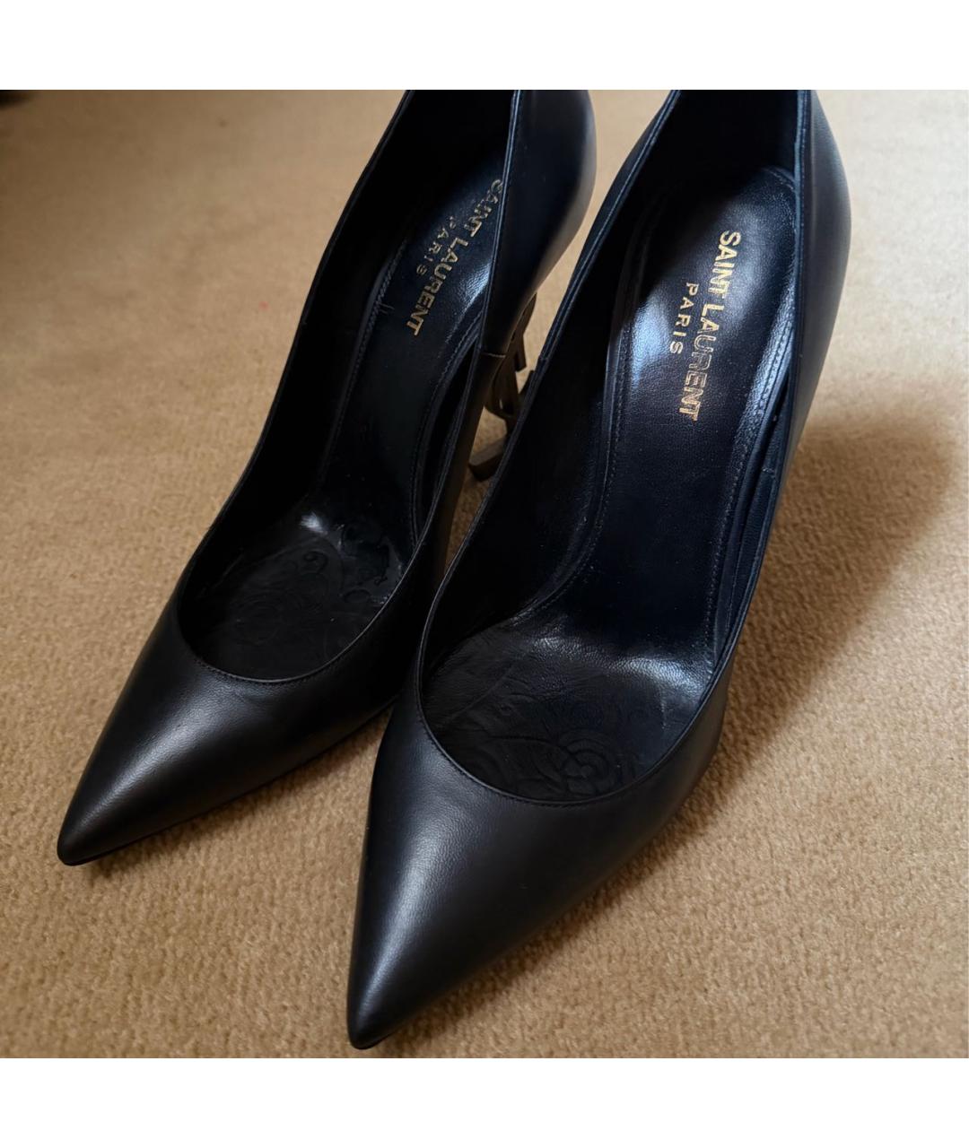 SAINT LAURENT Черные кожаные туфли, фото 2