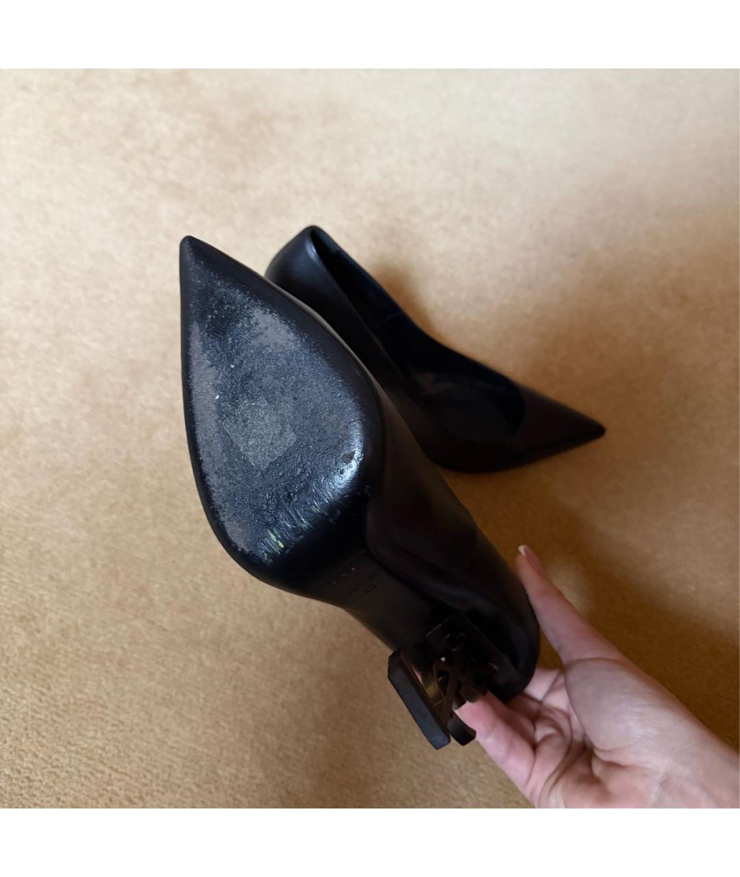 SAINT LAURENT Черные кожаные туфли, фото 4