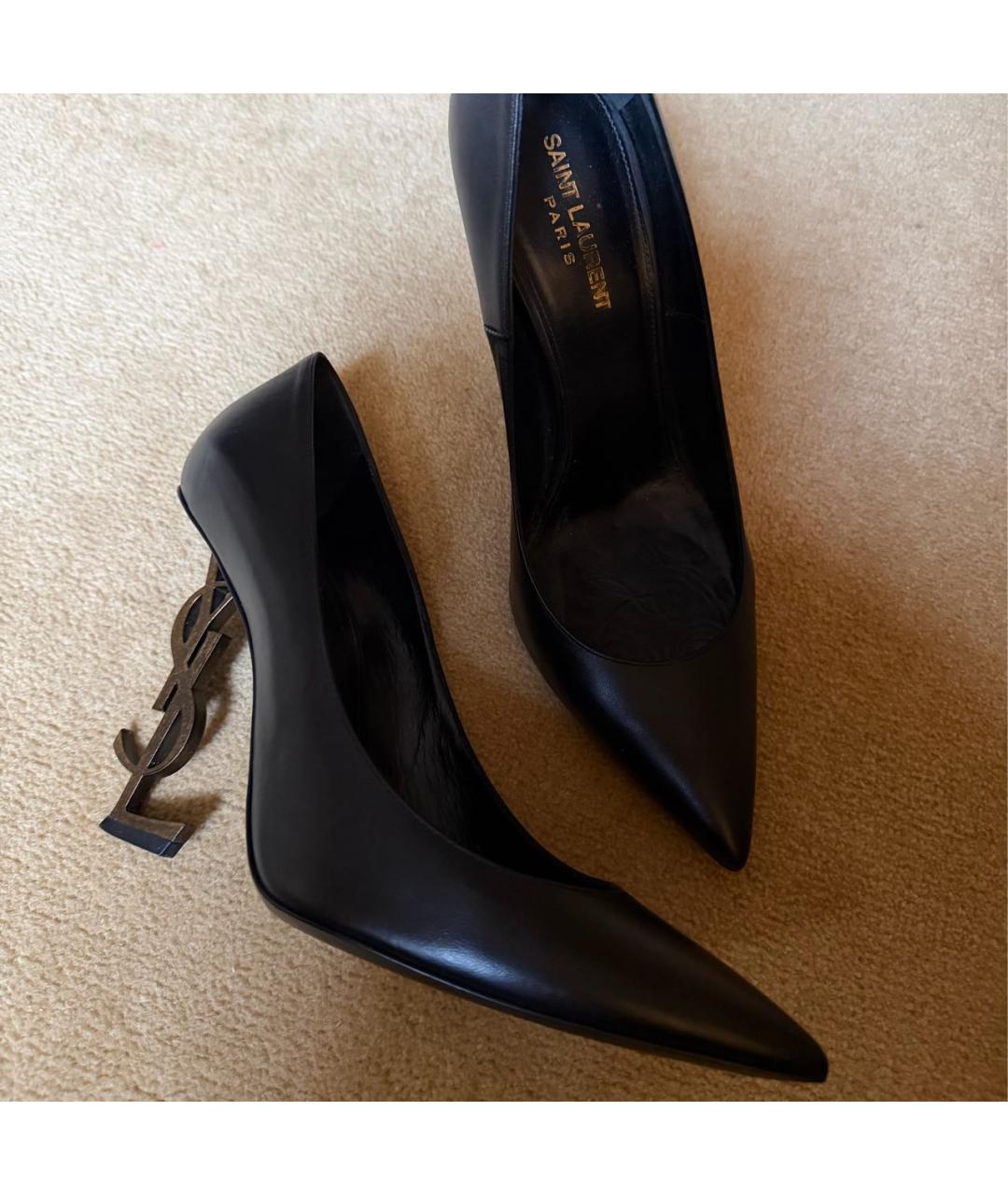 SAINT LAURENT Черные кожаные туфли, фото 3