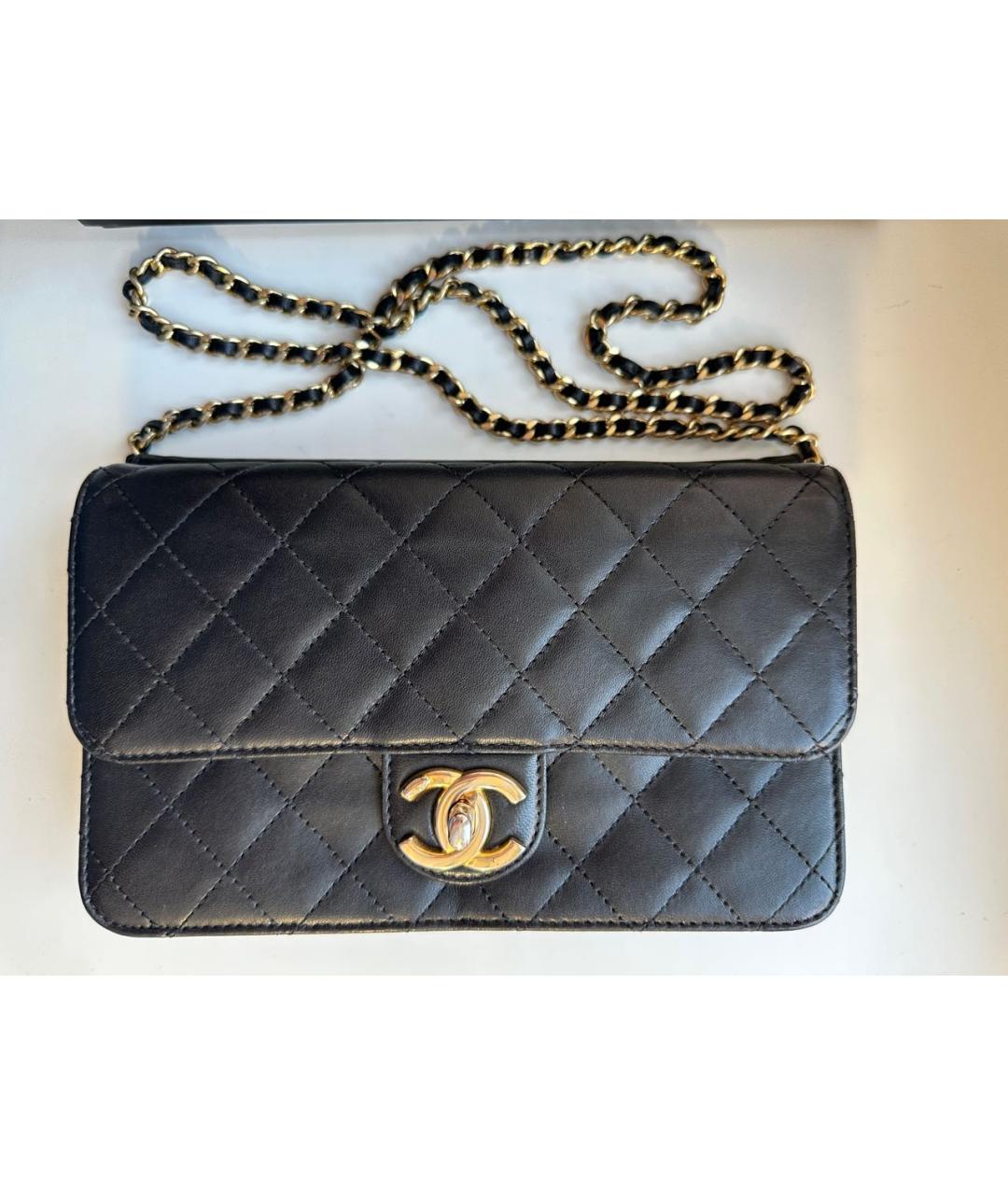 CHANEL Черная кожаная сумка через плечо, фото 9