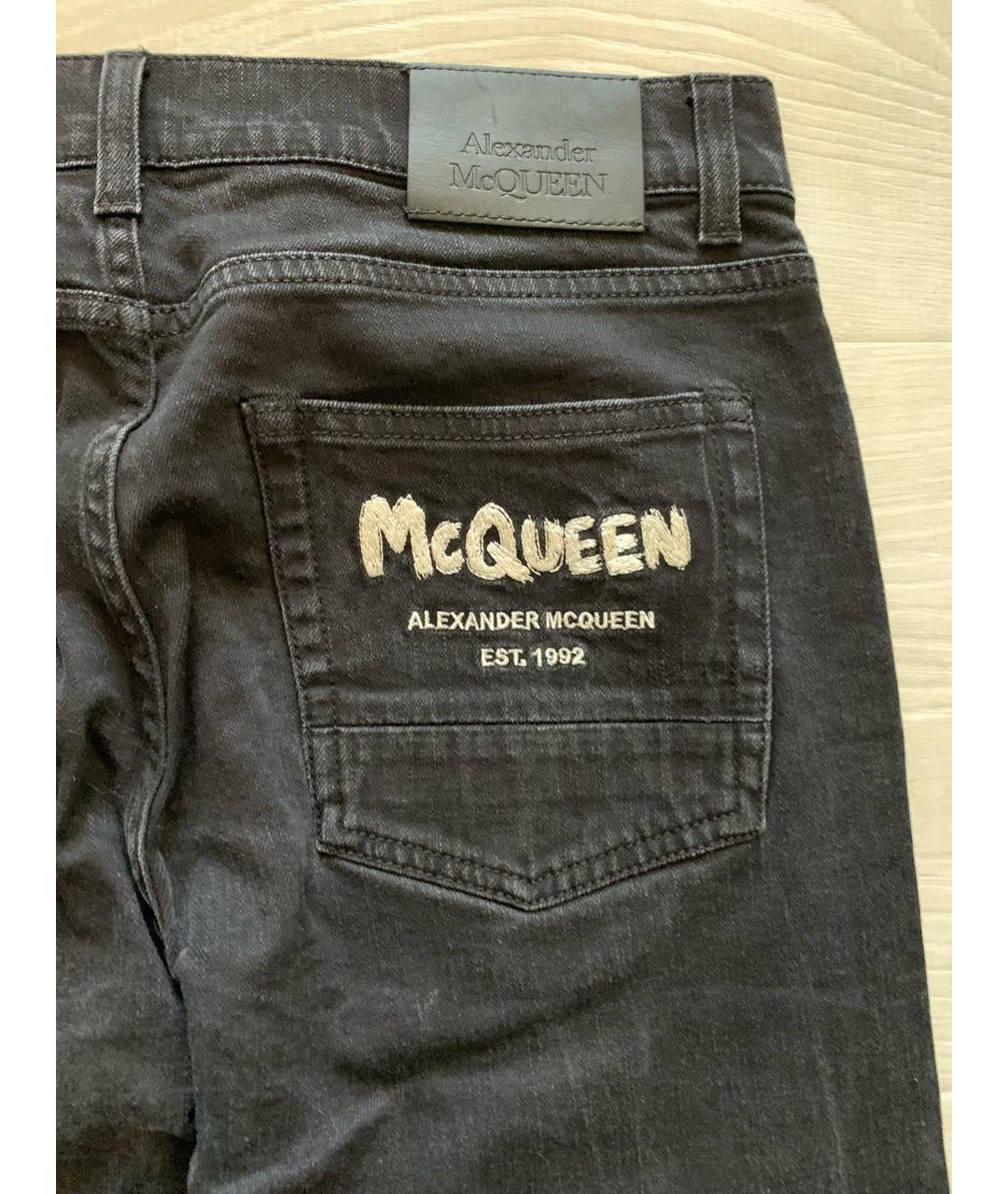 ALEXANDER MCQUEEN Черные хлопковые джинсы скинни, фото 5