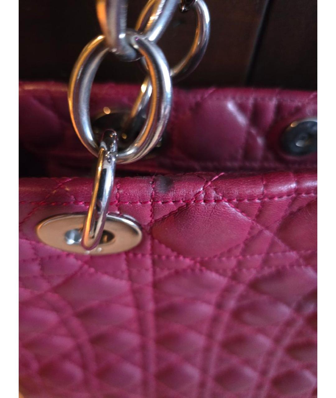 CHRISTIAN DIOR Бордовая кожаная сумка тоут, фото 6