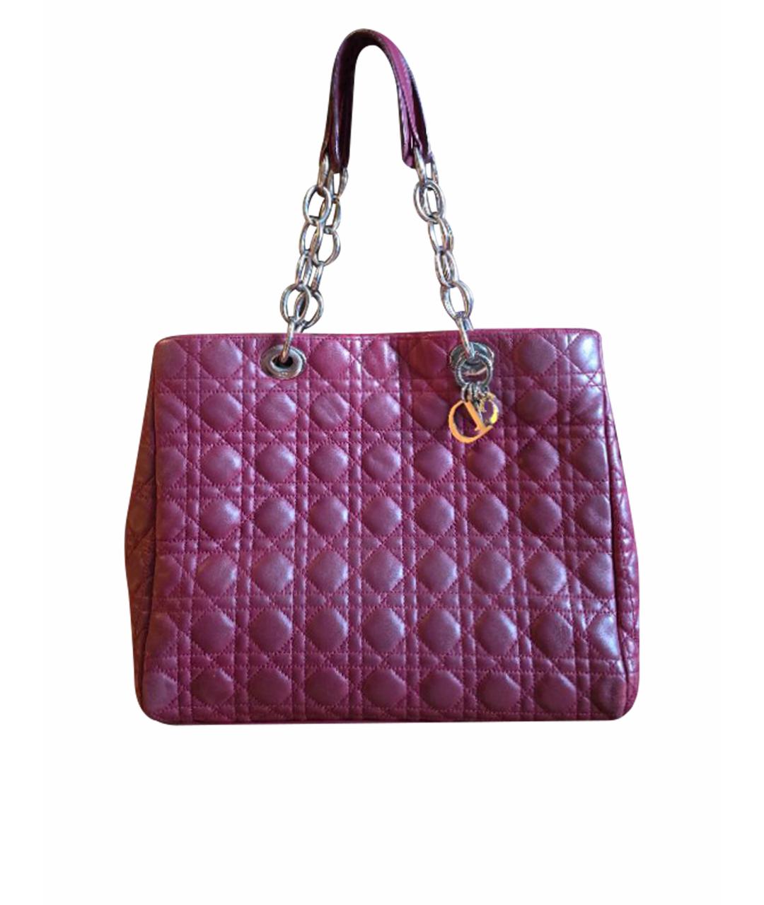 CHRISTIAN DIOR Бордовая кожаная сумка тоут, фото 1