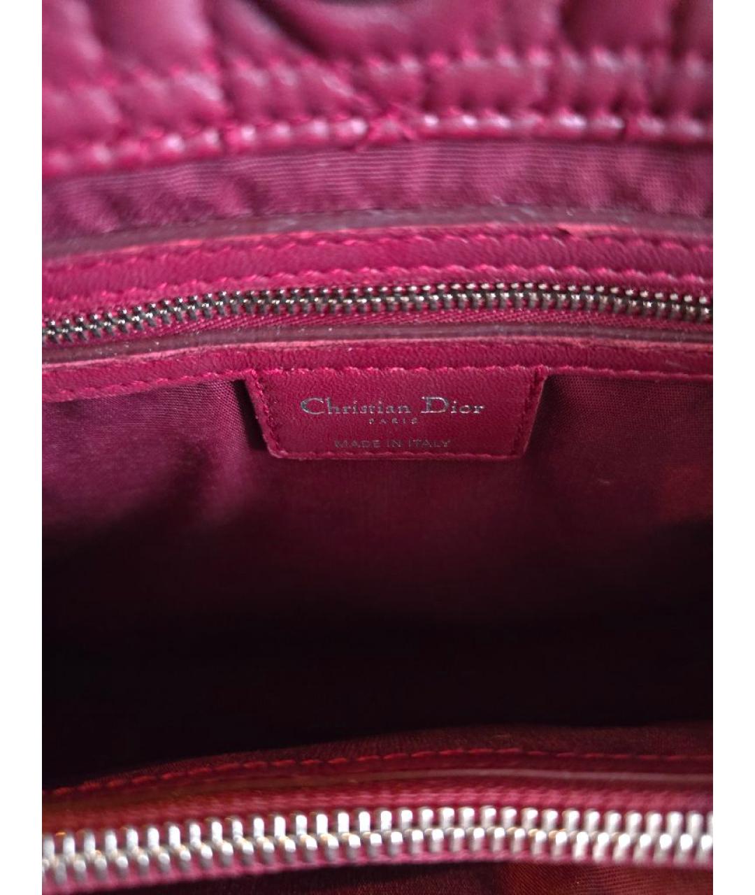 CHRISTIAN DIOR Бордовая кожаная сумка тоут, фото 4