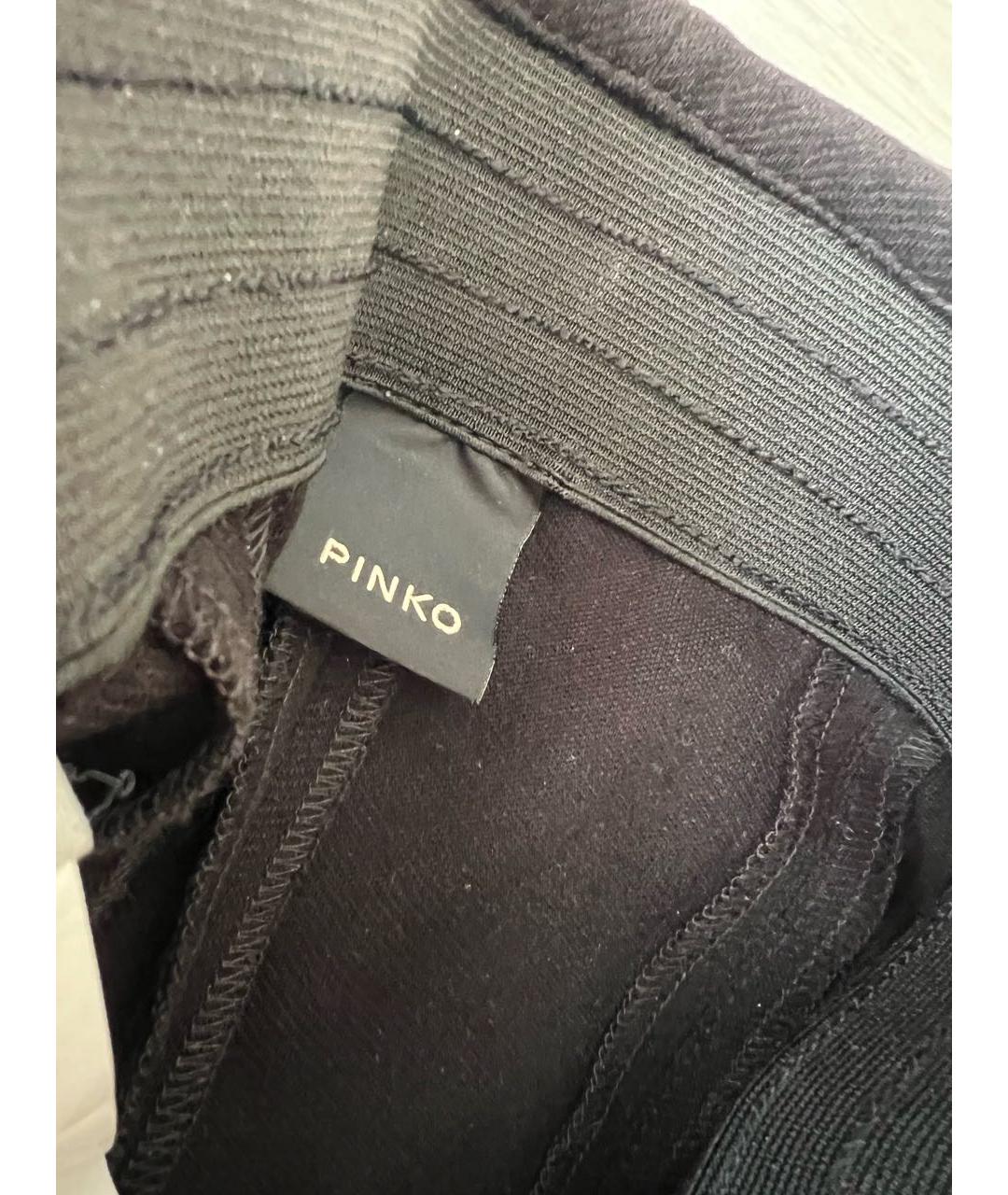 PINKO Черные кожаные брюки узкие, фото 4