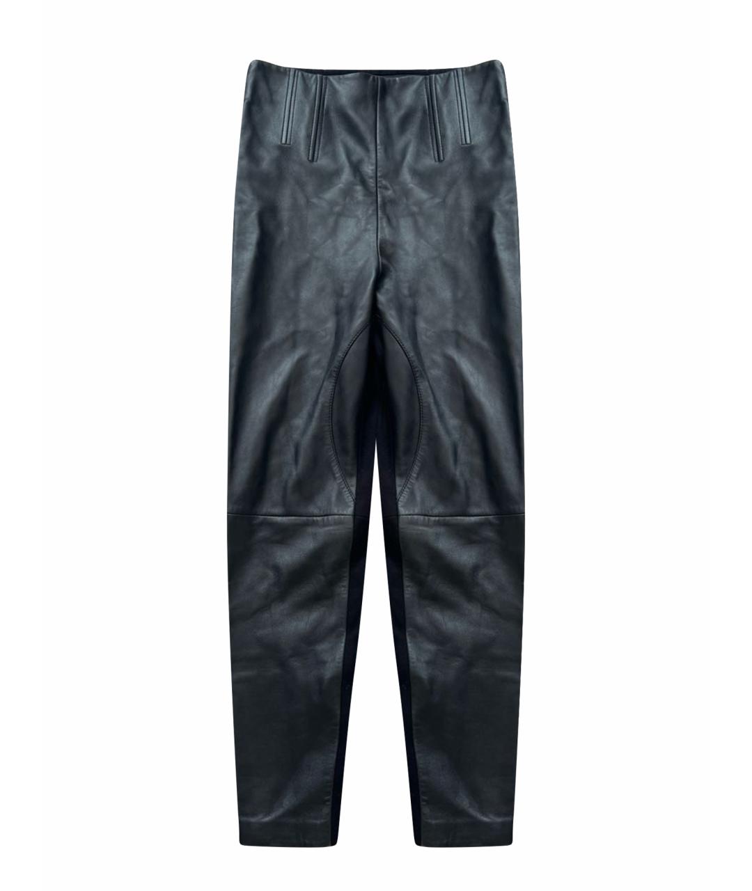 PINKO Черные кожаные брюки узкие, фото 1