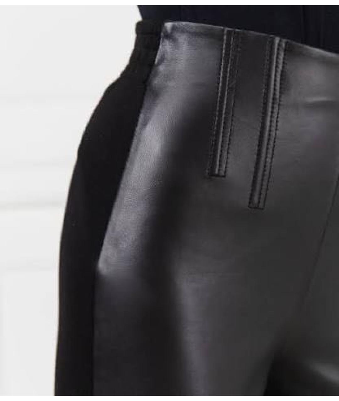 PINKO Черные кожаные брюки узкие, фото 8