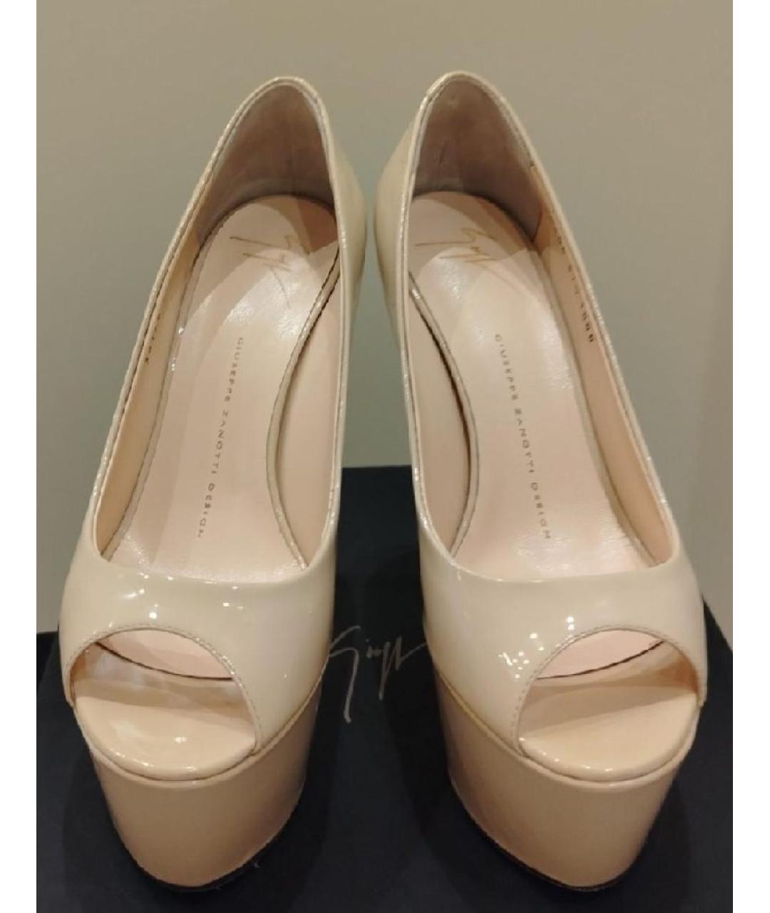 GIUSEPPE ZANOTTI DESIGN Бежевые кожаные туфли, фото 2