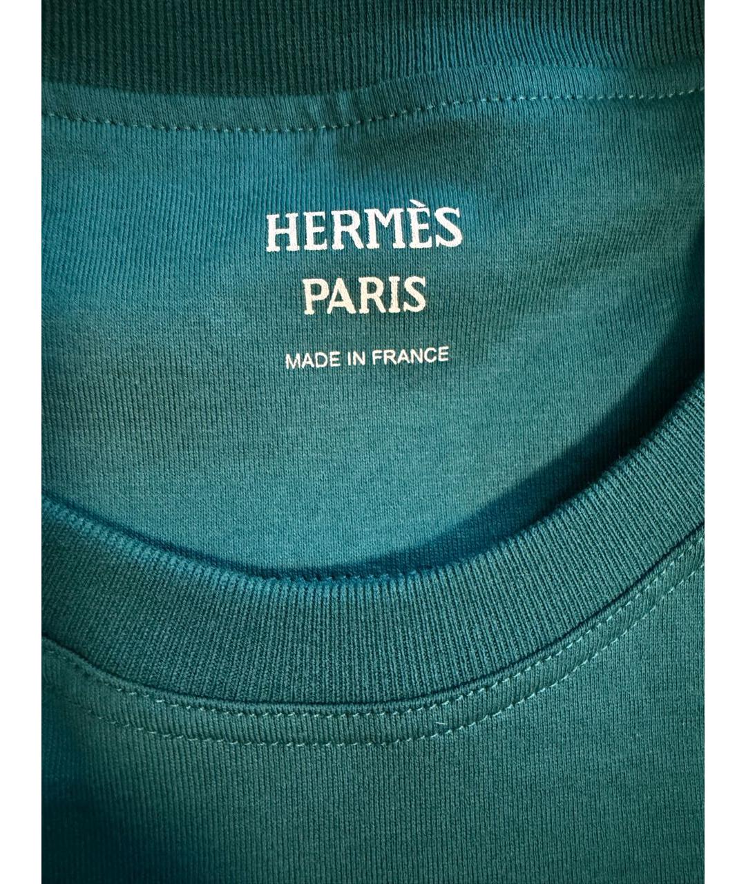 HERMES Зеленая хлопковая футболка, фото 3