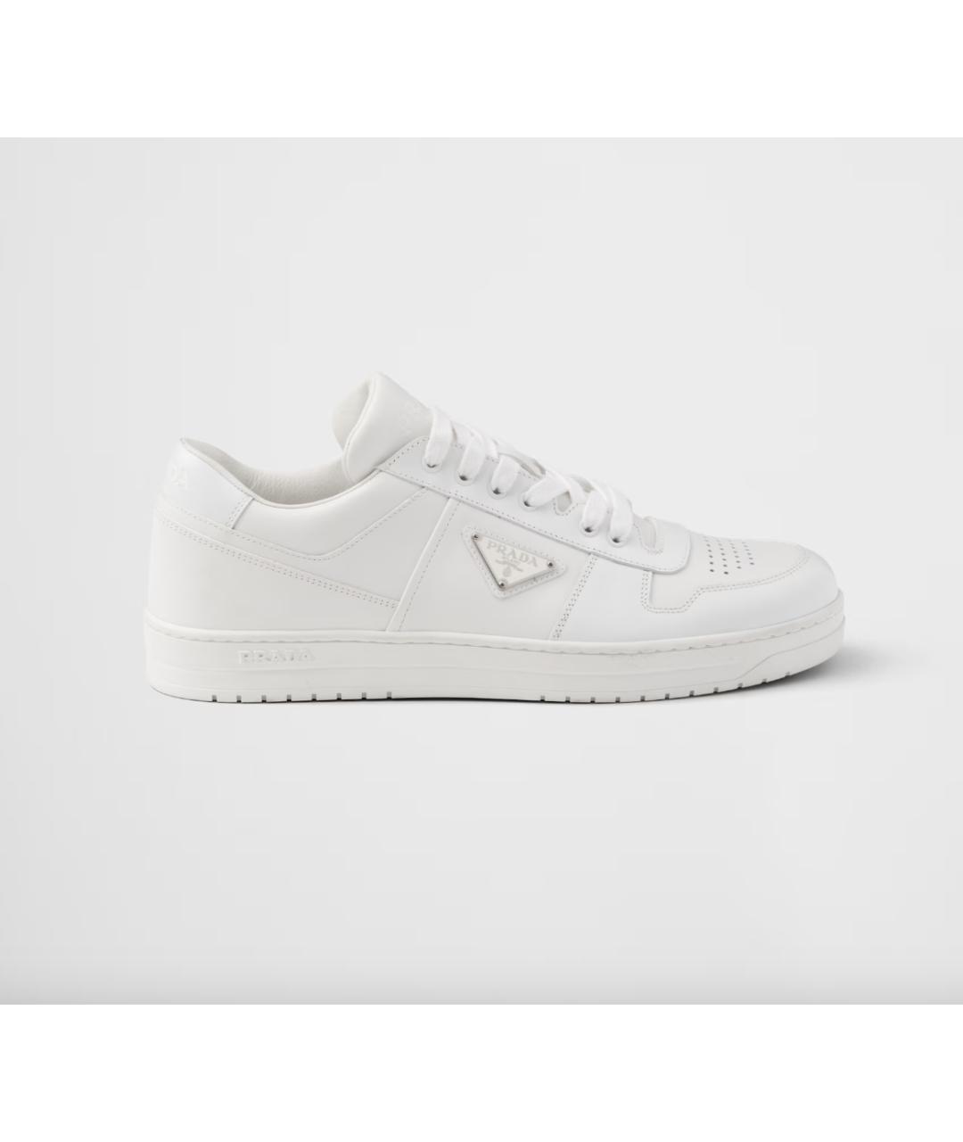 PRADA Белые кожаные низкие кроссовки / кеды, фото 2