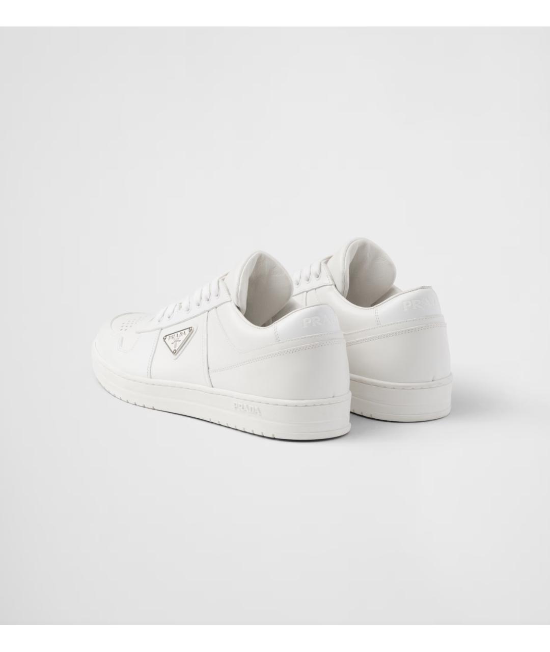 PRADA Белые кожаные низкие кроссовки / кеды, фото 5
