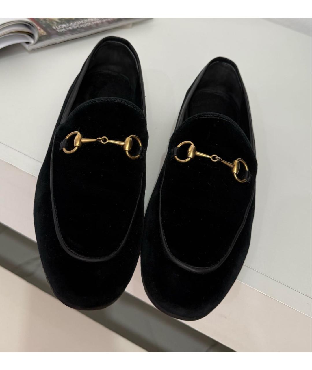 GUCCI Черные бархатные лоферы, фото 4