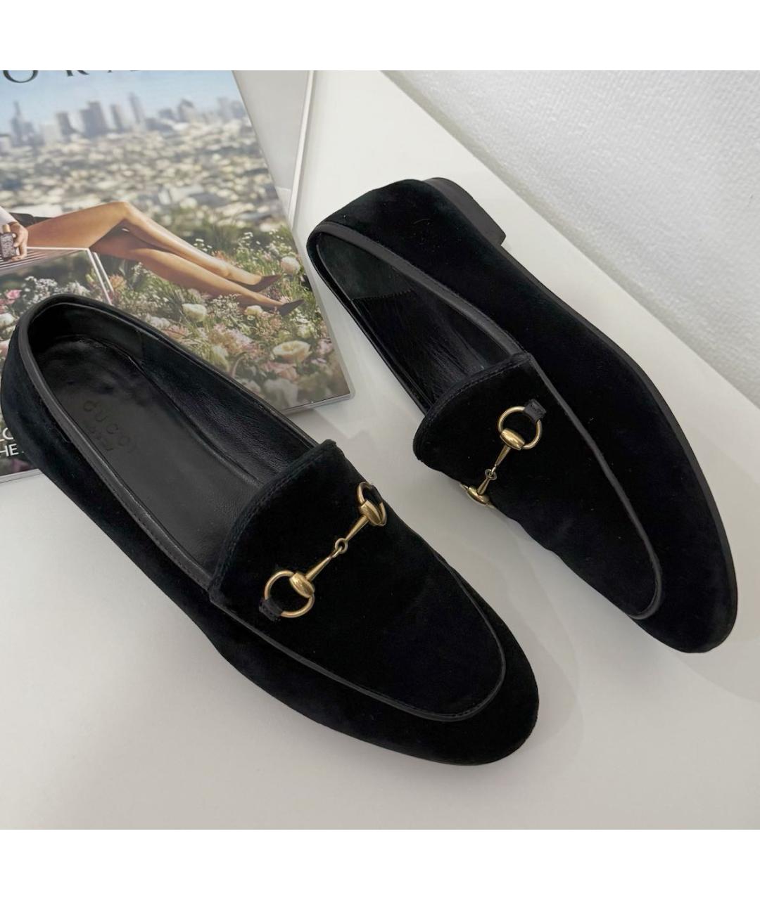 GUCCI Черные бархатные лоферы, фото 3