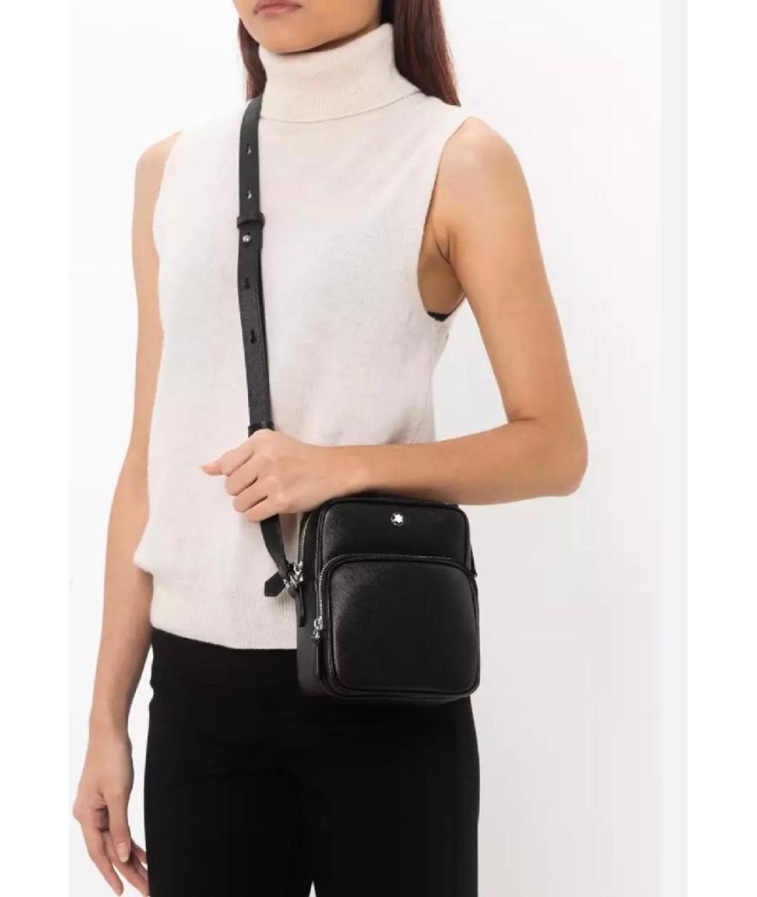 MONTBLANC Черная кожаная сумка на плечо, фото 8