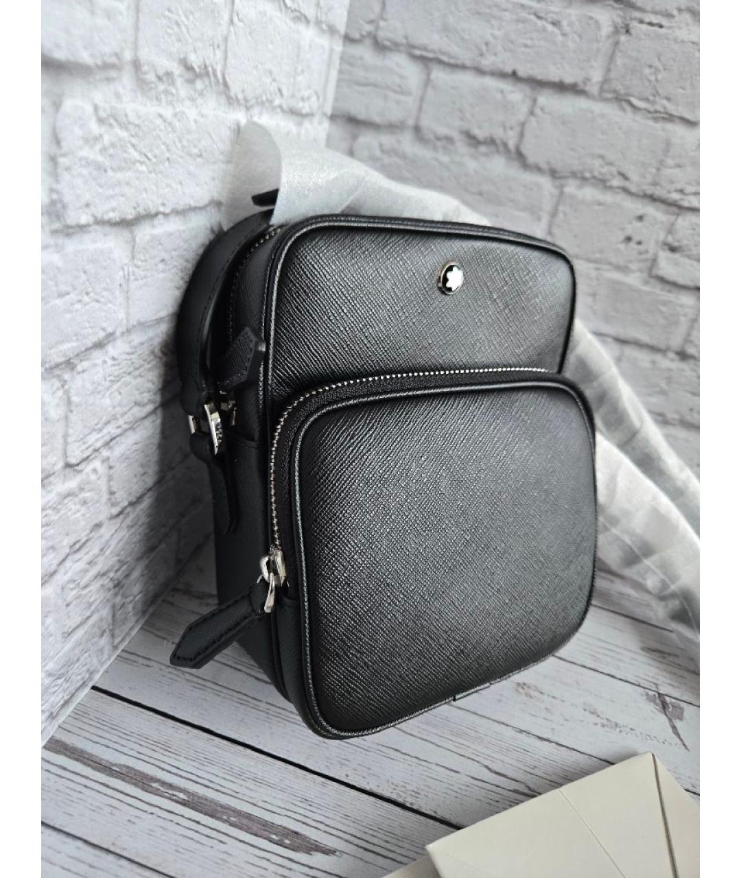 MONTBLANC Черная кожаная сумка на плечо, фото 2