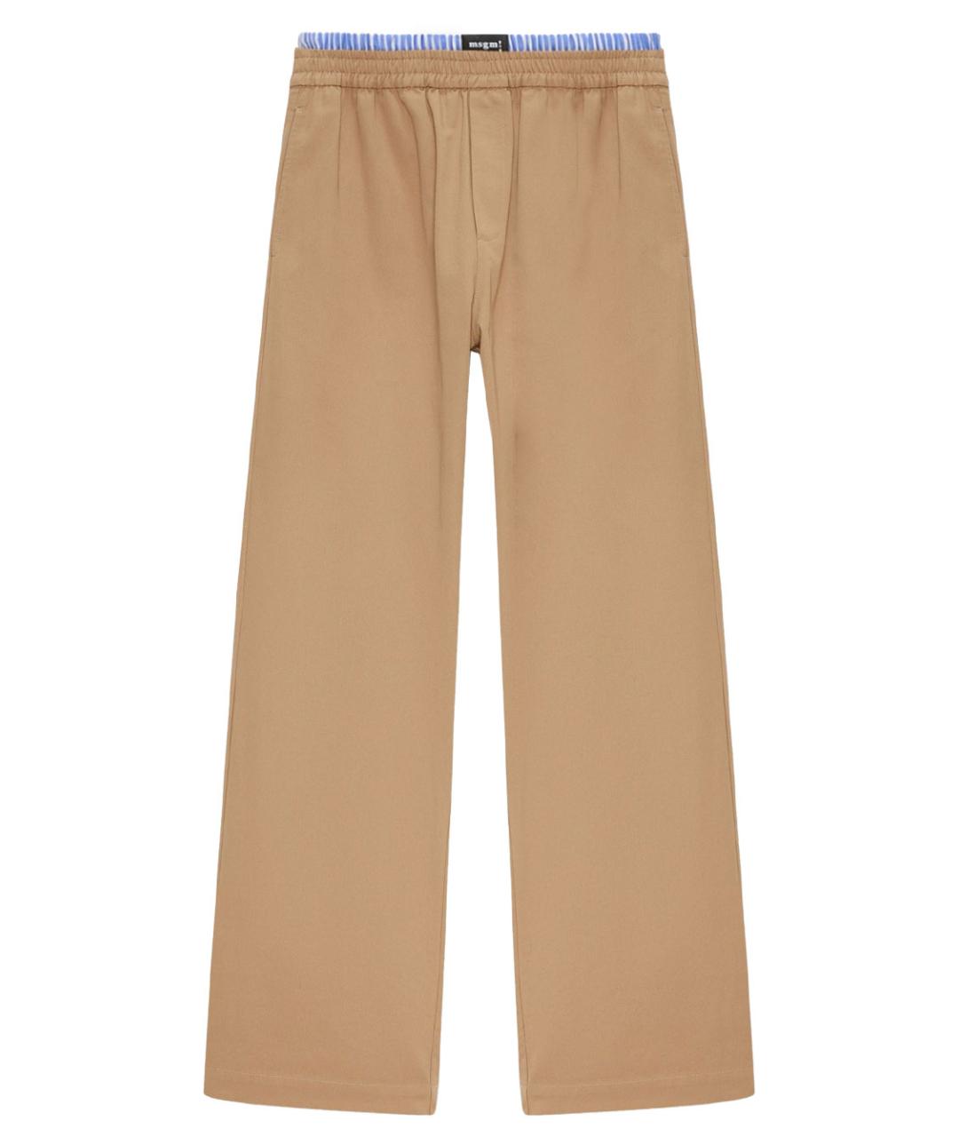 MSGM Бежевые хлопковые повседневные брюки, фото 1