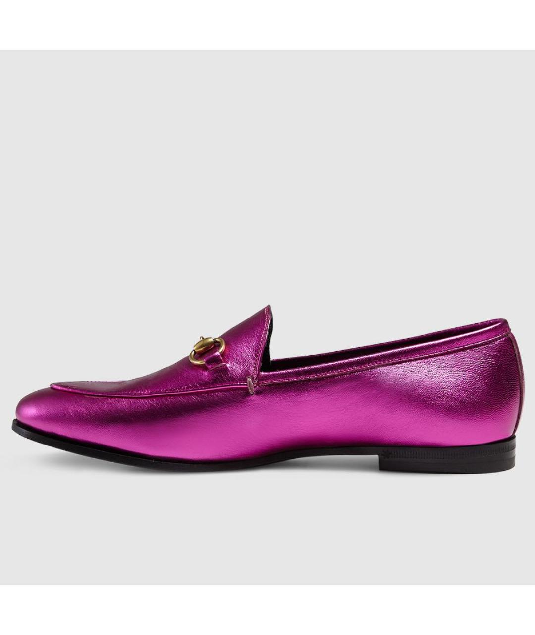 GUCCI Фуксия кожаные лоферы, фото 9