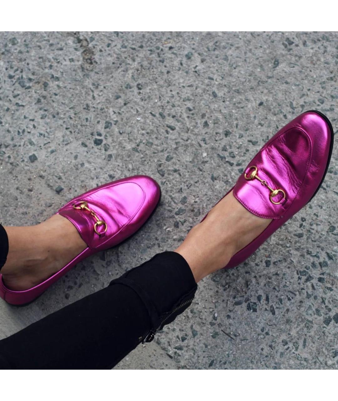 GUCCI Фуксия кожаные лоферы, фото 3