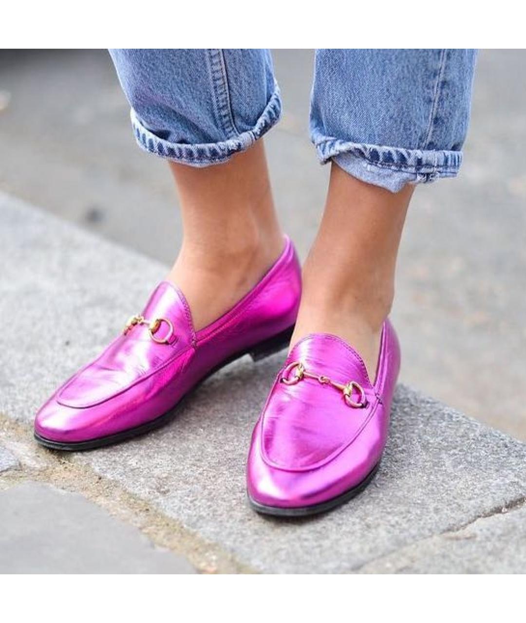 GUCCI Фуксия кожаные лоферы, фото 2